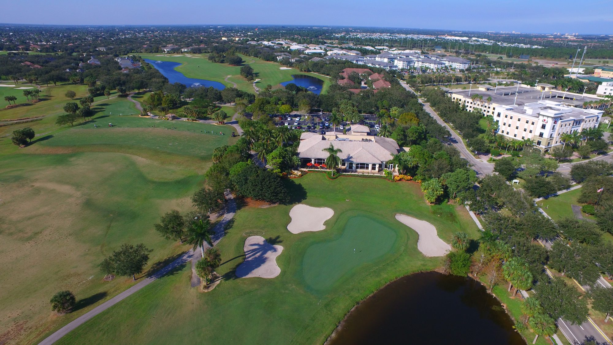 Abacoa Golf Club and lakeside homes from above