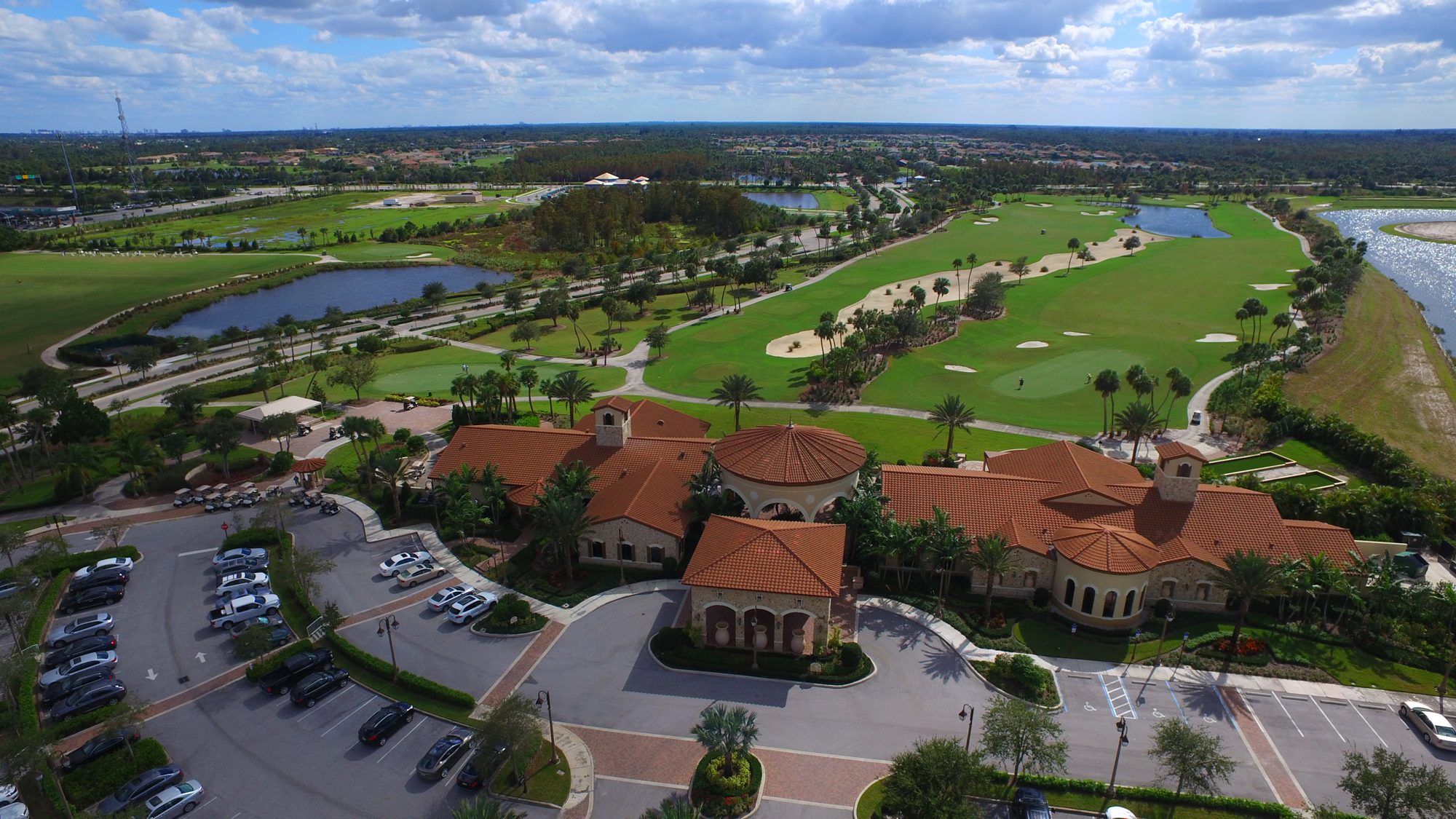 The Mediterranean-style Jupiter Country Club golf clubhouse and course