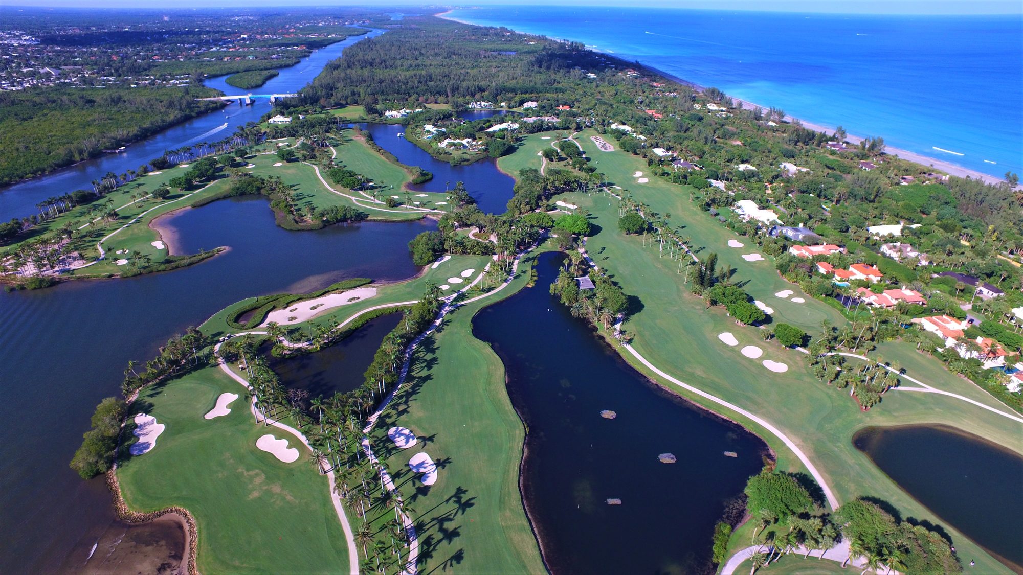 Jupiter Island estates along the Atlantic beach