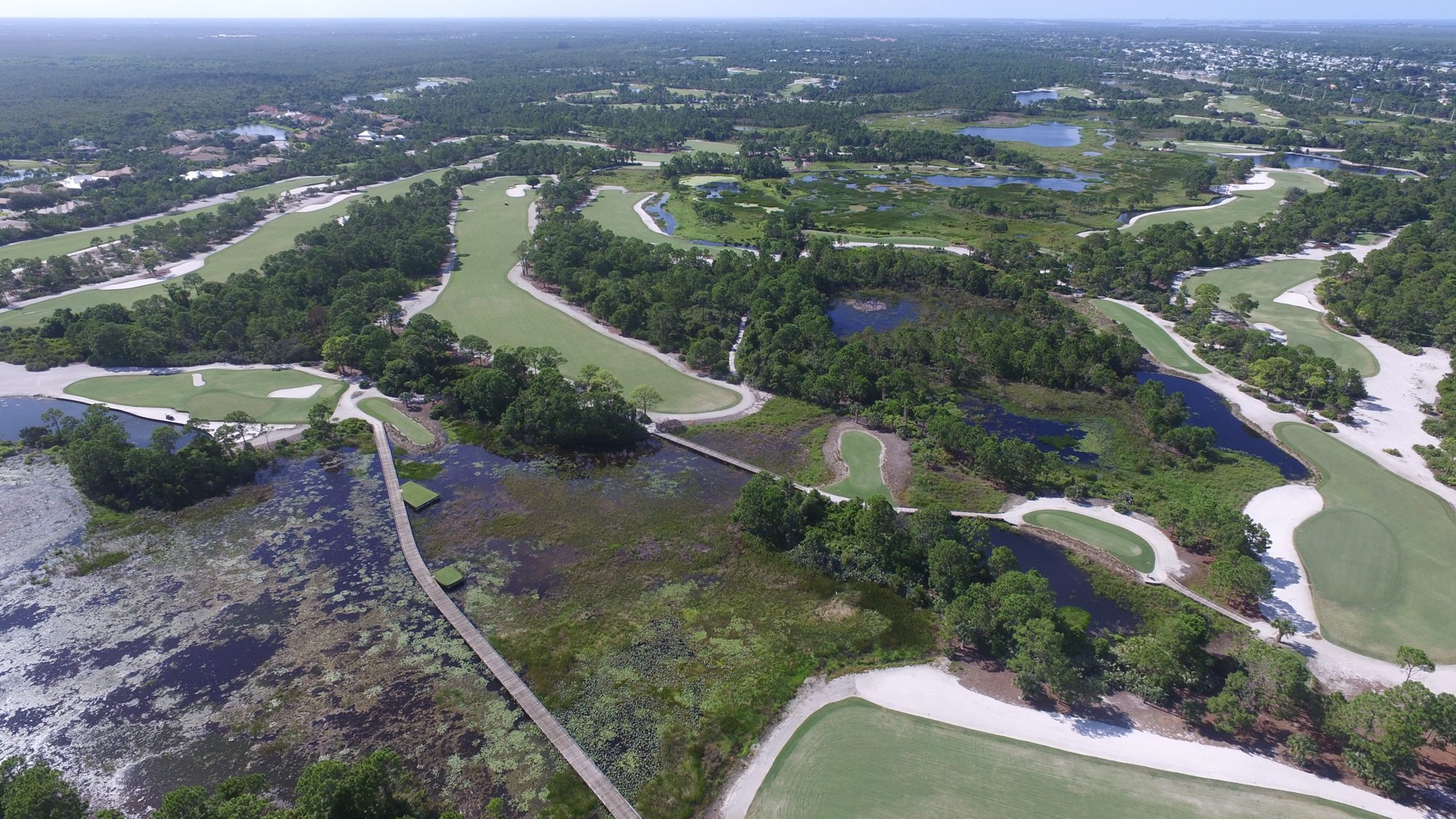 Medalist golf holes winding through marsh and pine preserve