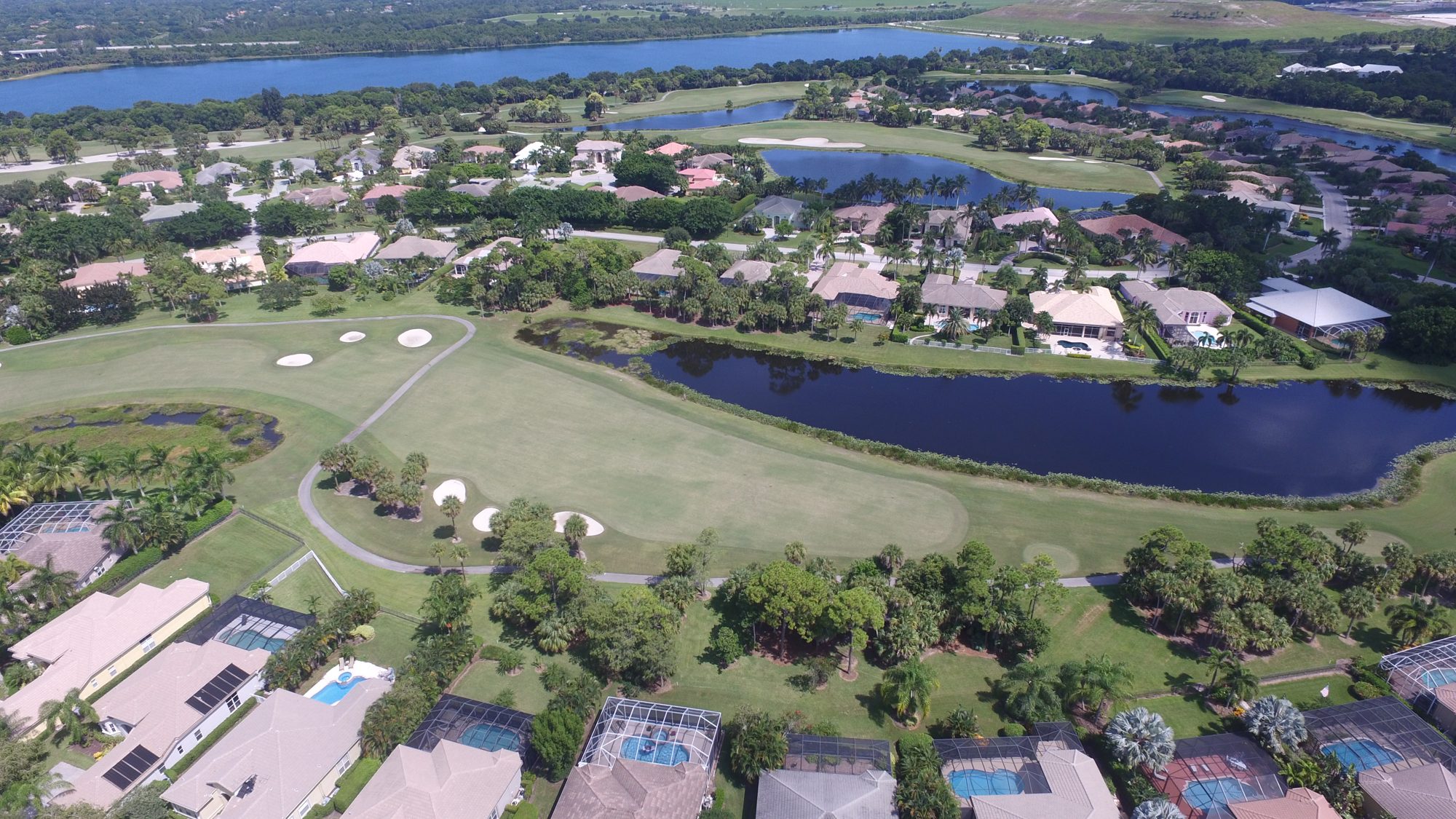The Iron Horse practice range and a fairway beside a lake