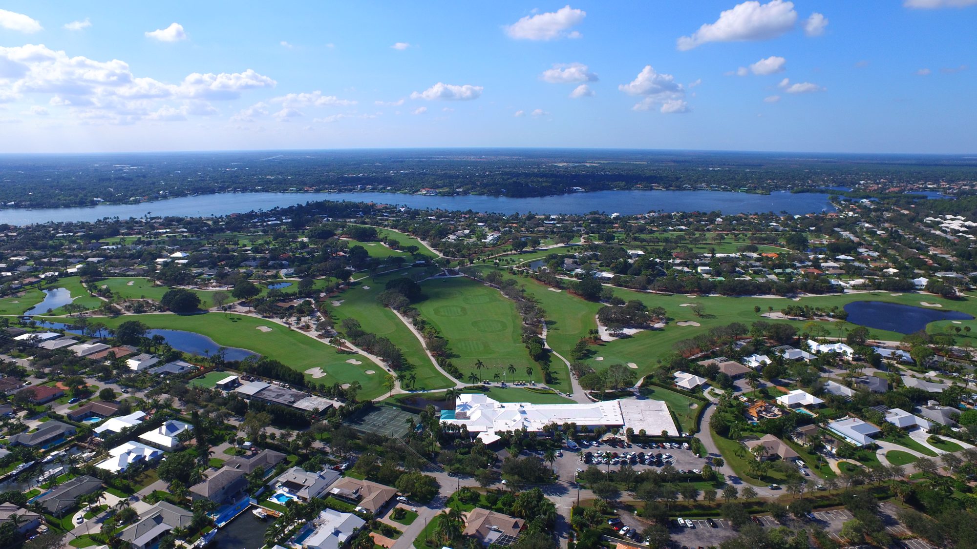 A Tequesta Country Club fairway leading toward the Loxahatchee River