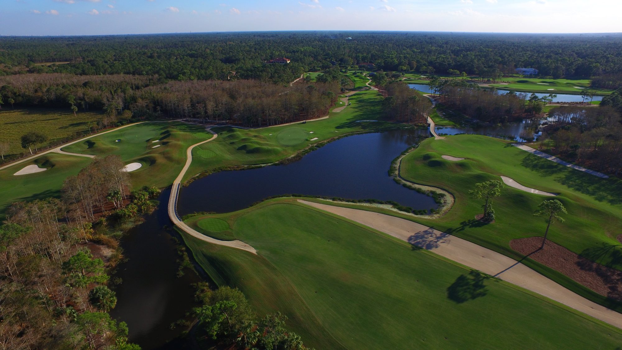 The Dye Preserve course winding through cypress, pine and lakes