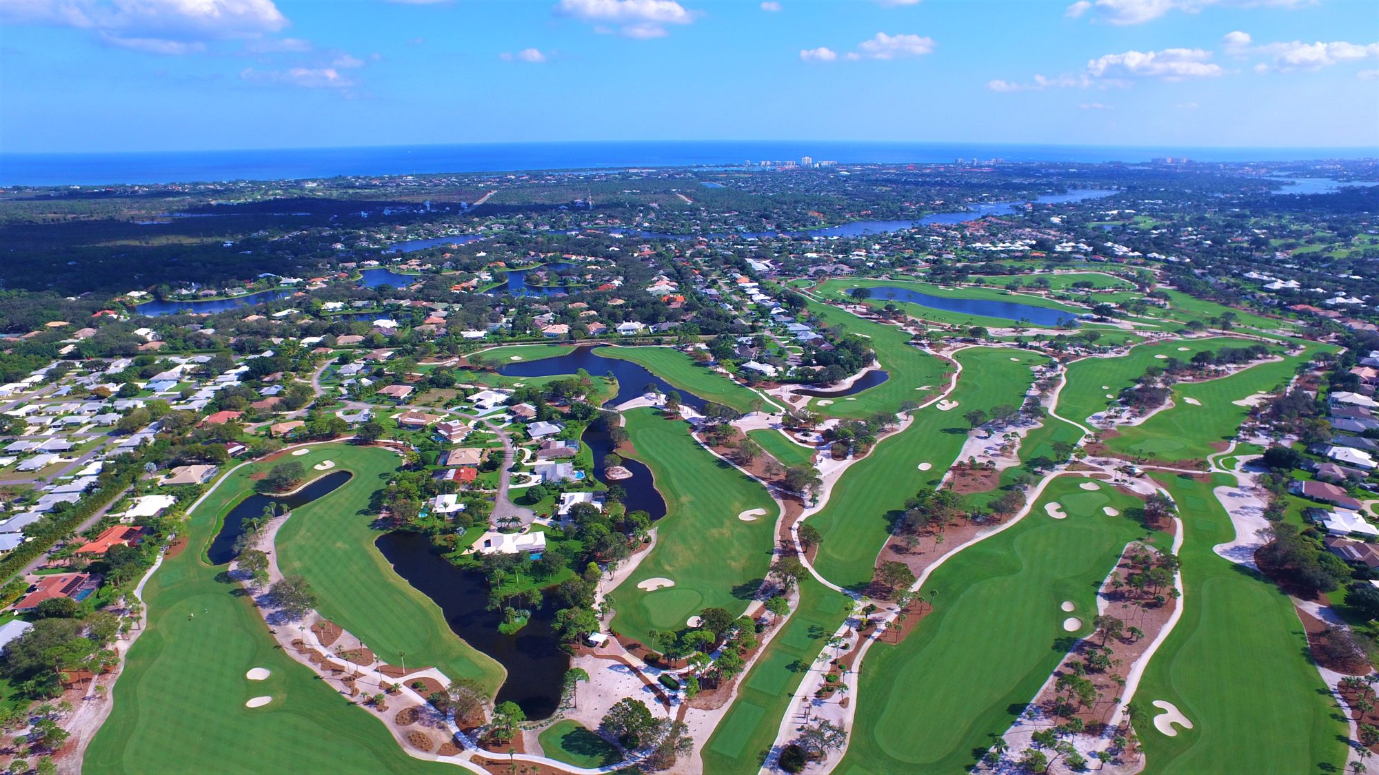 Turtle Creek fairways, lakes and sandy waste areas from above